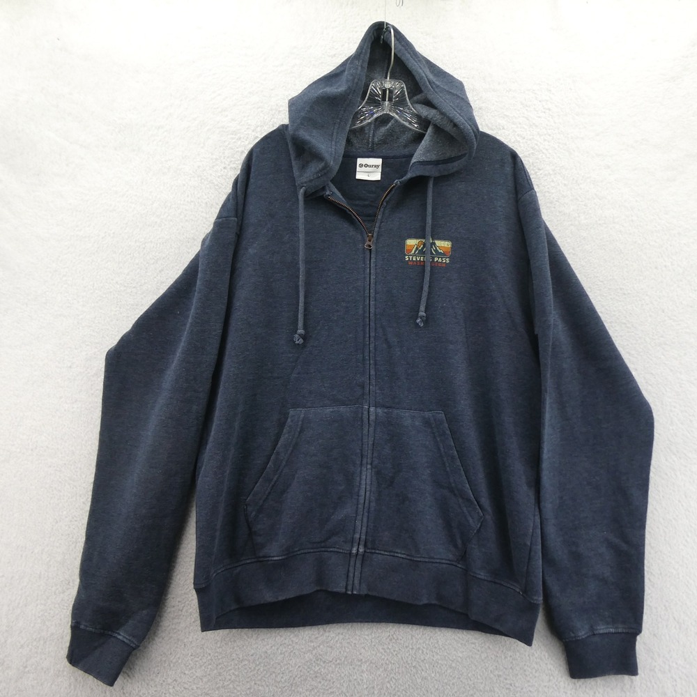 Ouray Hoodie Mens Large Stevens‎ Pass Washington Navy Blue Zip Fleece Sweatshirt